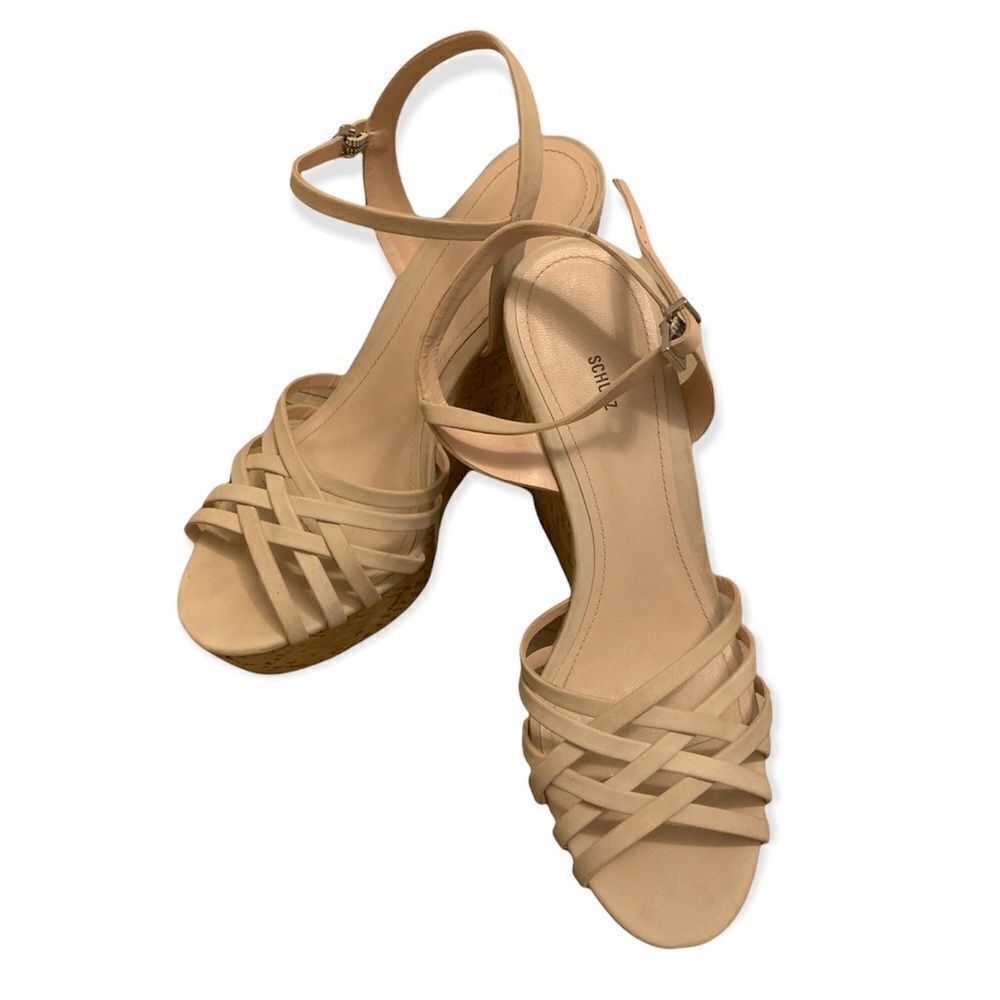Schutz Platform Leather Strap Wedge Sandals Sz 9.5